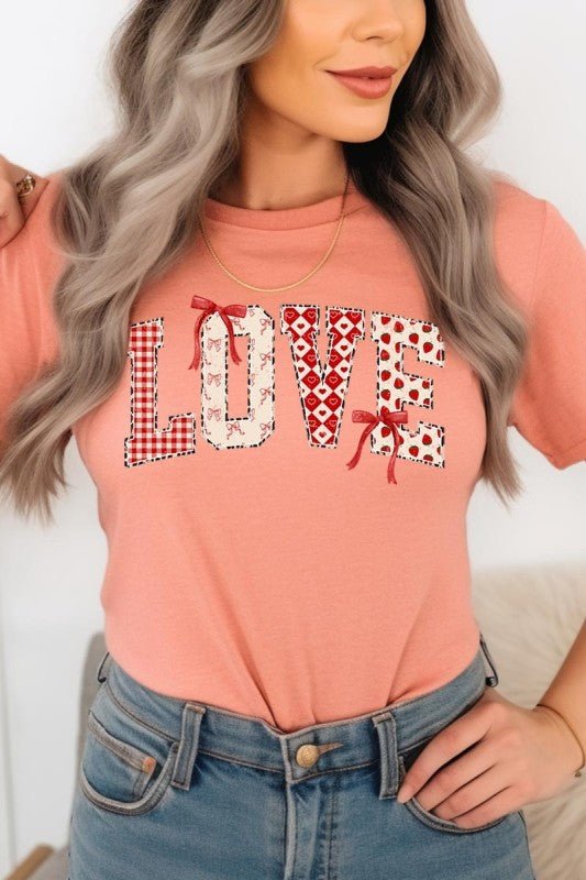 Love Pattern Valentine Graphic Tee - Bitsy Gypsy Boutique
