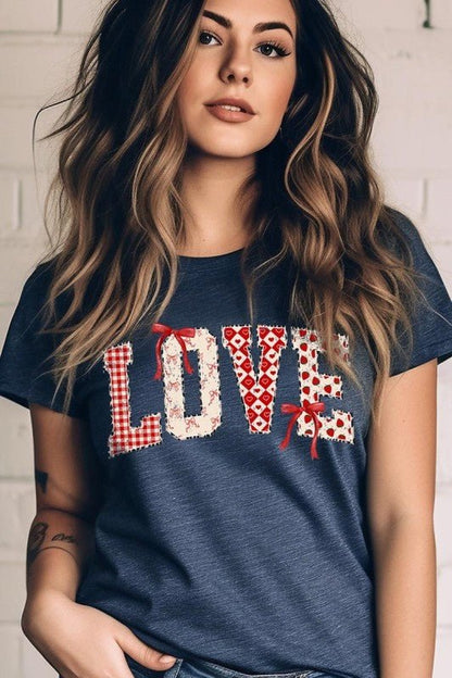 Love Pattern Valentine Graphic Tee - Bitsy Gypsy Boutique