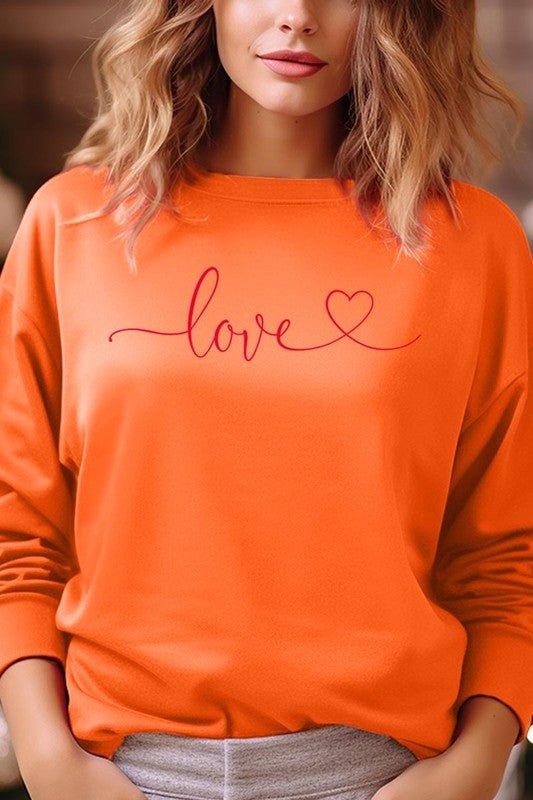 Love With Heart Graphic Fleece Sweatshirt - Bitsy Gypsy Boutique