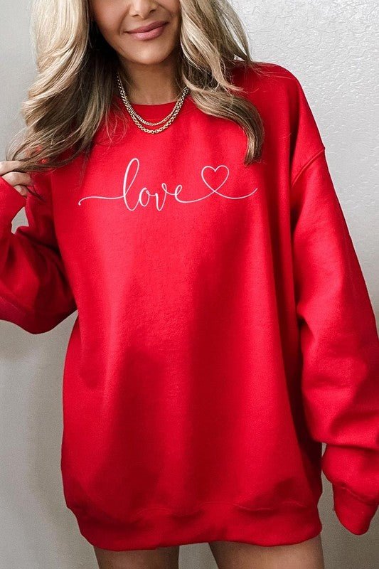 Love With Heart Graphic Fleece Sweatshirt - Bitsy Gypsy Boutique