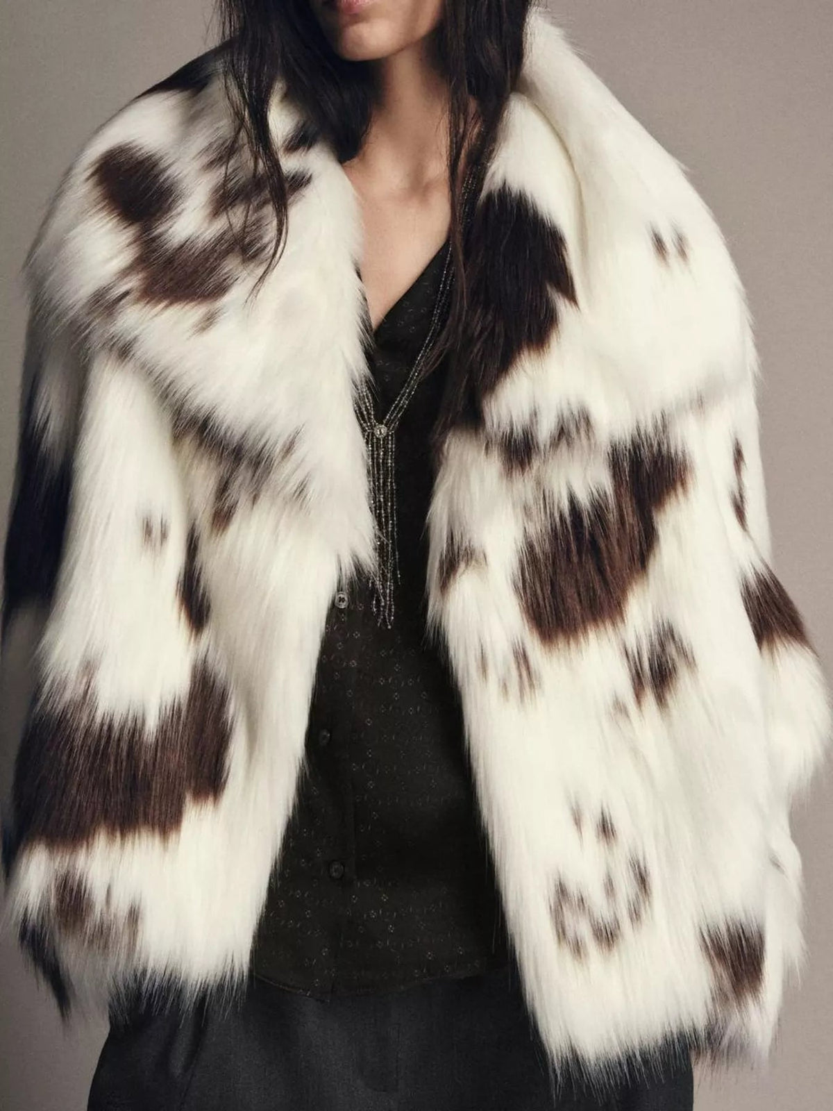Luxurious Cow-Print Faux Fur Statement Coat - Bitsy Gypsy Boutique