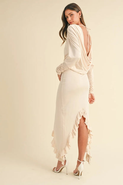 Mable Backless Asymmetric Ruffle Hem Dress - Bitsy Gypsy Boutique