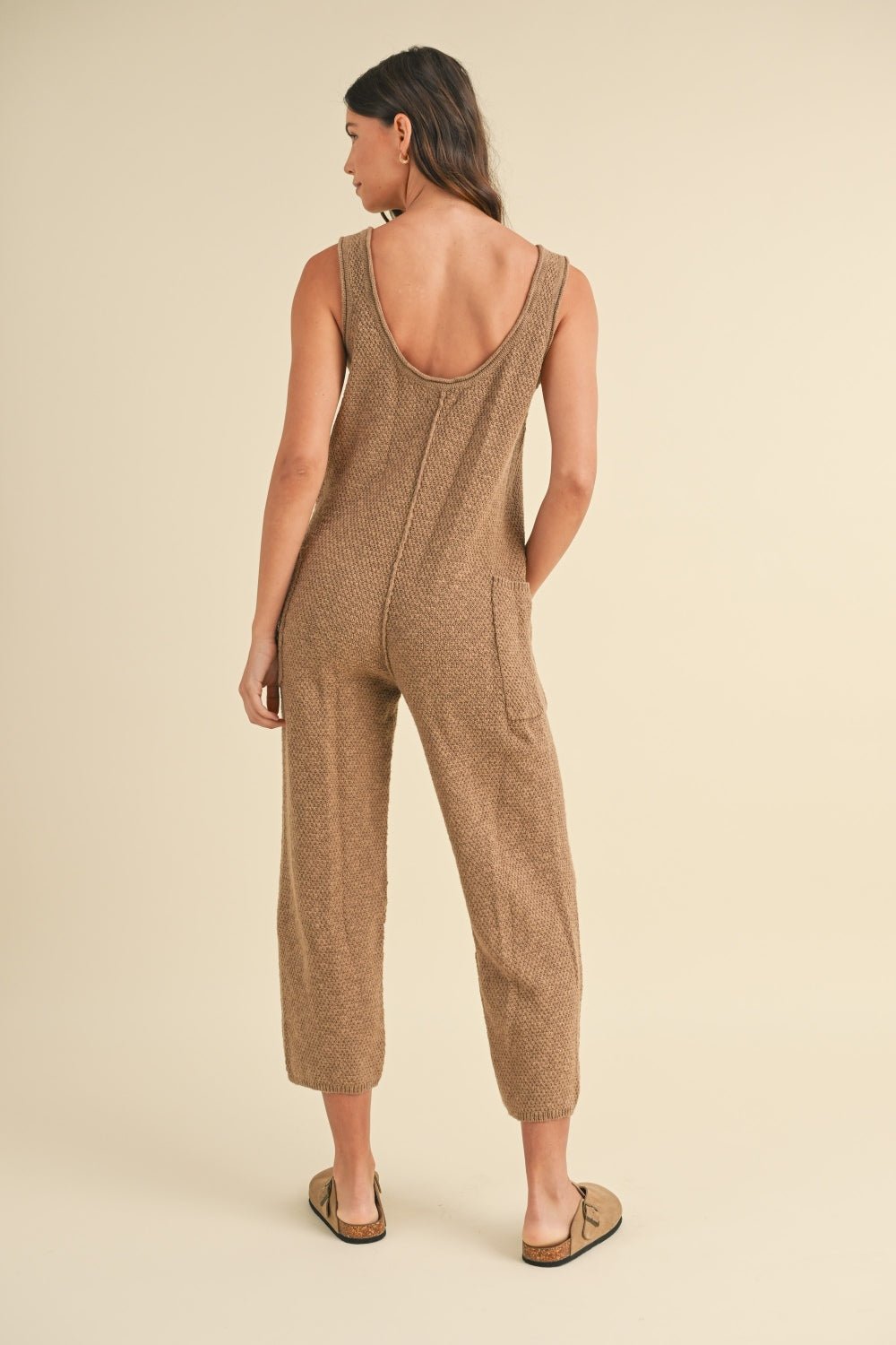 MABLE Sleeveless Knit Crop Jumpsuit with Pockets - Bitsy Gypsy Boutique