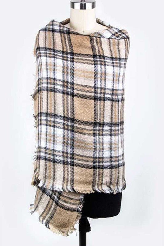 Mad For Plaid Large Square Shawl Scarf - Bitsy Gypsy Boutique