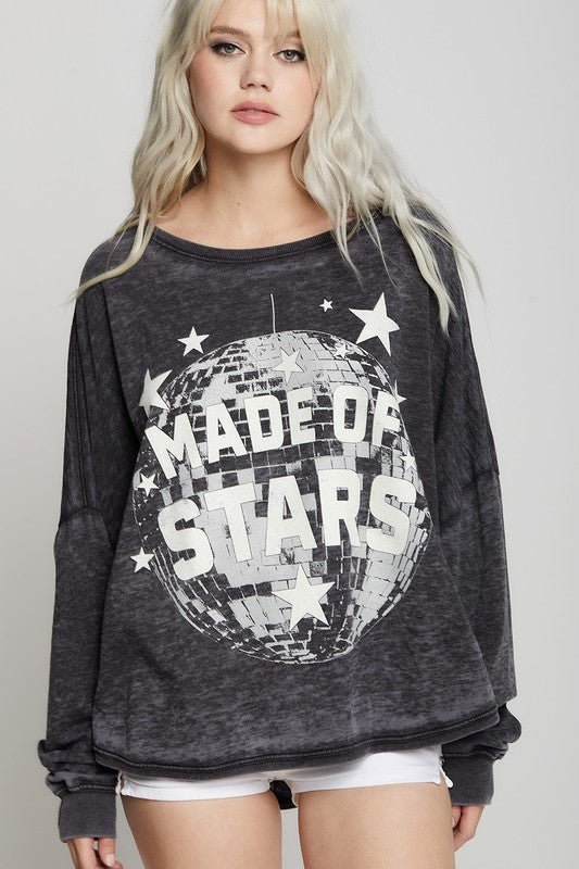 Made Of Stars One Size Long Sleeve Sweatshirt - Bitsy Gypsy Boutique