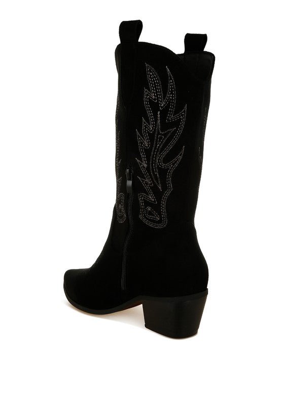 Mae Embroidery Detail Cowboy Boots - Bitsy Gypsy Boutique