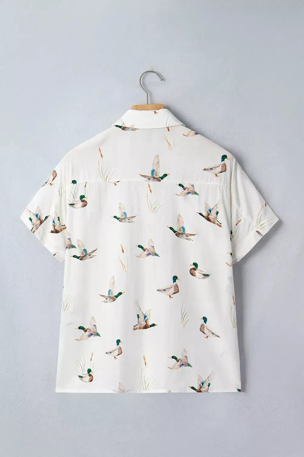 Mallard Print Button Flap Pocket Short Sleeve Shirt - Bitsy Gypsy Boutique