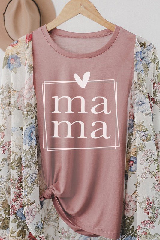 Mama Square Heart Muscle Tank Top - Bitsy Gypsy Boutique