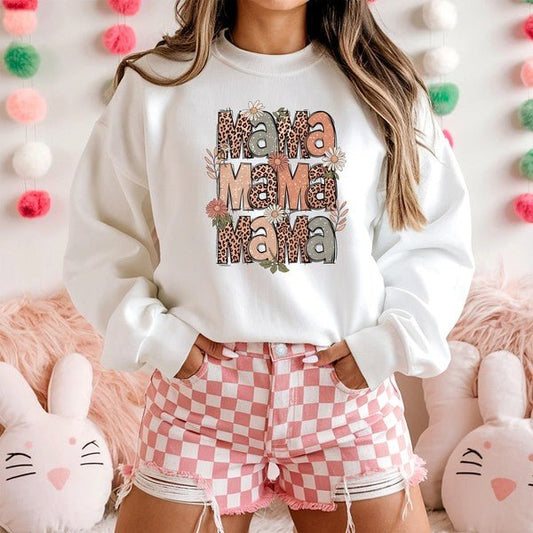 Mama Stacked Floral Graphic Sweatshirt - Bitsy Gypsy Boutique