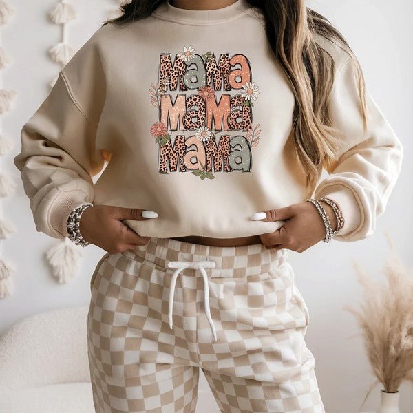 Mama Stacked Floral Graphic Sweatshirt - Bitsy Gypsy Boutique