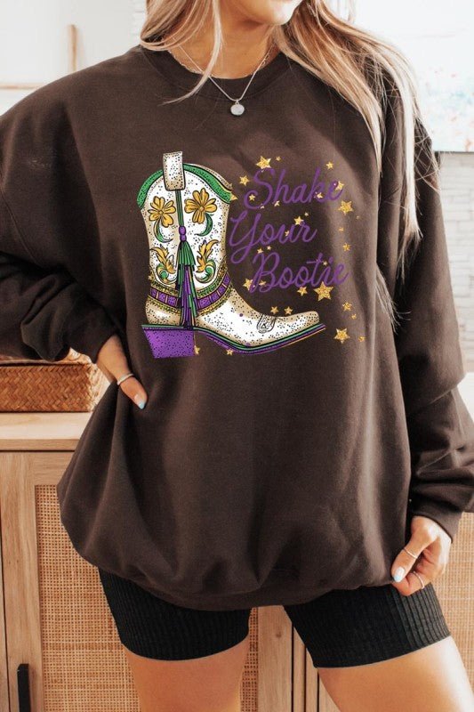 Mardi Gras Boots Graphic Sweatshirt - Bitsy Gypsy Boutique