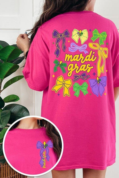 Mardi Gras Bows Graphic Plus Heavy Cotton Tee - Bitsy Gypsy Boutique