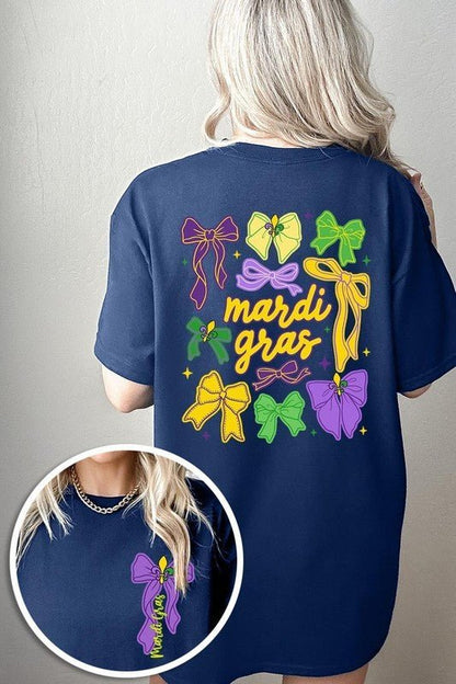 Mardi Gras Bows Graphic Plus Heavy Cotton Tee - Bitsy Gypsy Boutique