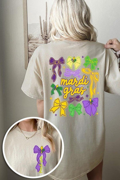 Mardi Gras Bows Graphic Plus Heavy Cotton Tee - Bitsy Gypsy Boutique