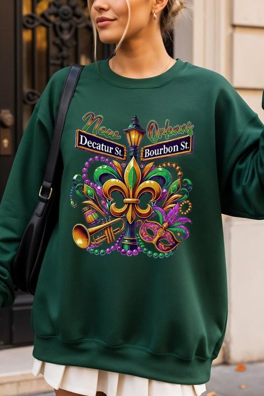 Mardi Gras Carnival Streets Graphic Sweatshirt - Bitsy Gypsy Boutique