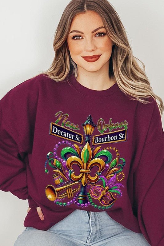 Mardi Gras Carnival Streets Graphic Sweatshirt - Bitsy Gypsy Boutique