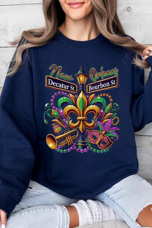 Mardi Gras Carnival Streets Graphic Sweatshirt - Bitsy Gypsy Boutique