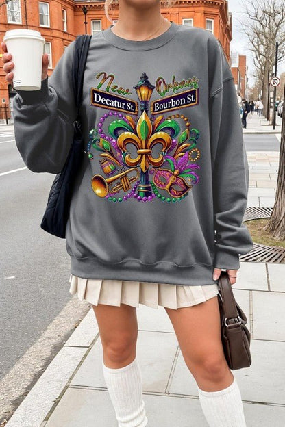 Mardi Gras Carnival Streets Graphic Sweatshirt - Bitsy Gypsy Boutique