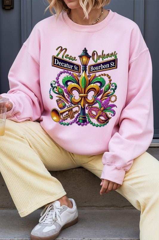 Mardi Gras Carnival Streets Graphic Sweatshirt - Bitsy Gypsy Boutique