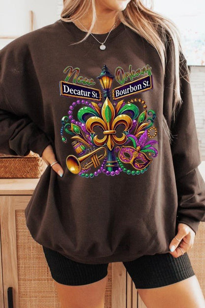 Mardi Gras Carnival Streets Graphic Sweatshirt - Bitsy Gypsy Boutique
