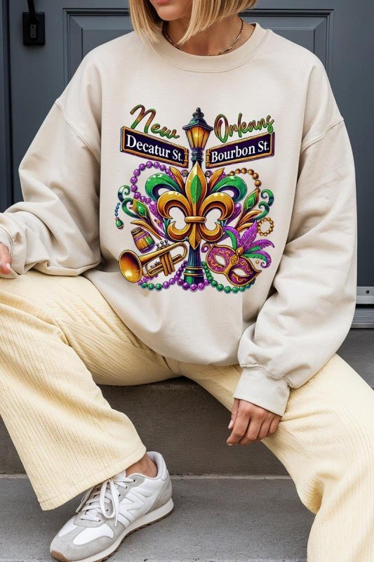 Mardi Gras Carnival Streets Graphic Sweatshirt - Bitsy Gypsy Boutique