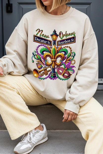Mardi Gras Carnival Streets Graphic Sweatshirt - Bitsy Gypsy Boutique