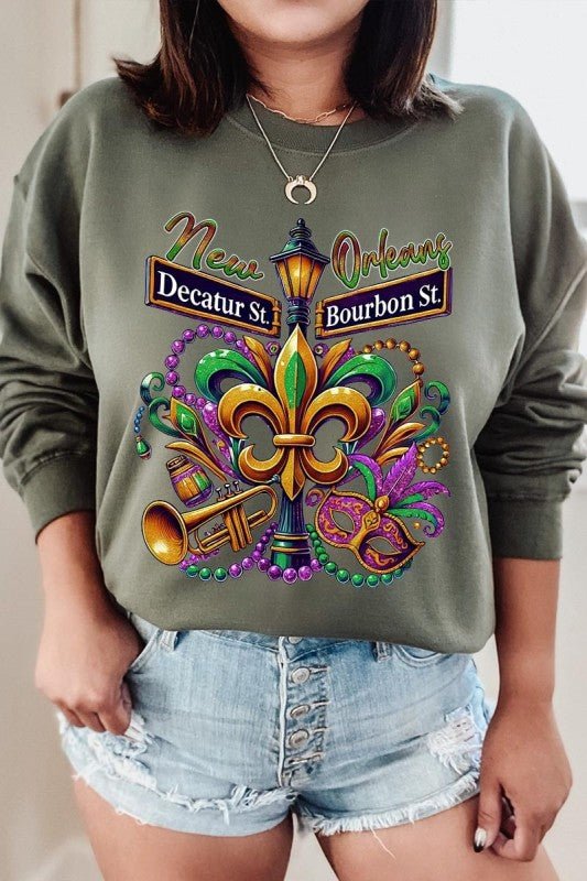 Mardi Gras Carnival Streets Graphic Sweatshirt - Bitsy Gypsy Boutique