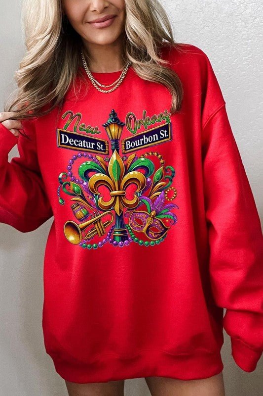 Mardi Gras Carnival Streets Graphic Sweatshirt - Bitsy Gypsy Boutique