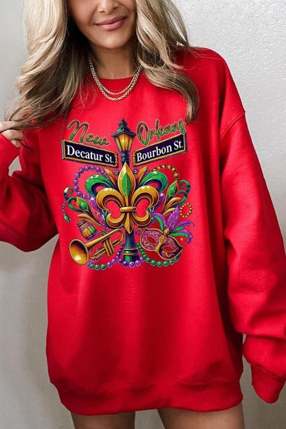 Mardi Gras Carnival Streets Graphic Sweatshirt - Bitsy Gypsy Boutique