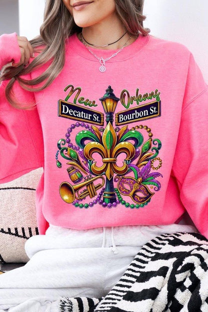 Mardi Gras Carnival Streets Graphic Sweatshirt - Bitsy Gypsy Boutique