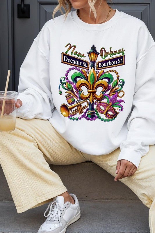 Mardi Gras Carnival Streets Graphic Sweatshirt - Bitsy Gypsy Boutique