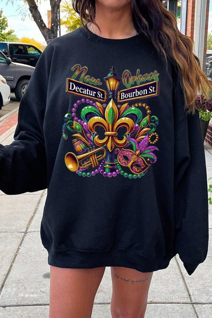 Mardi Gras Carnival Streets Graphic Sweatshirt - Bitsy Gypsy Boutique