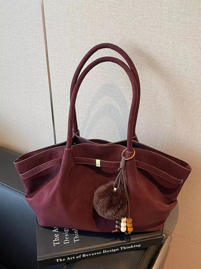 Maroon PU Leather Tote Bag with Tassel and Beads - Bitsy Gypsy Boutique