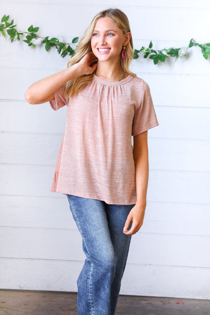 Mauve Tie Back Crinkle Floral Top - Bitsy Gypsy Boutique