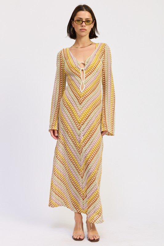 MAXI LONG SLEEVE CROCHET DRESS - Bitsy Gypsy Boutique