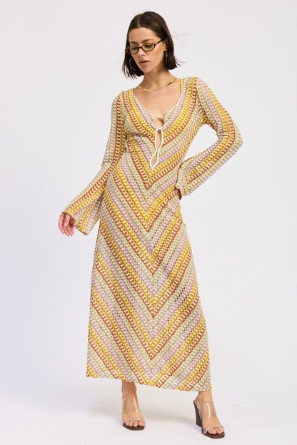 MAXI LONG SLEEVE CROCHET DRESS - Bitsy Gypsy Boutique