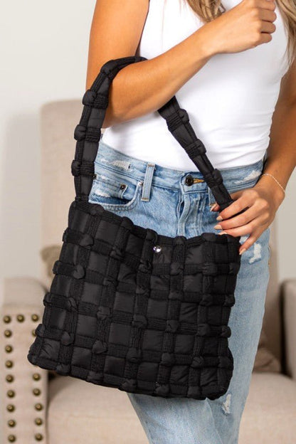 Maya Basket Weave Puffer Tote - Bitsy Gypsy Boutique