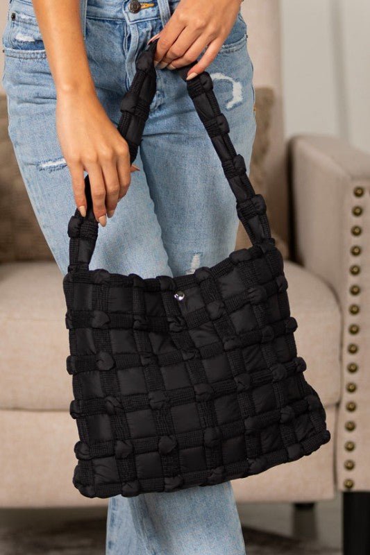Maya Basket Weave Puffer Tote - Bitsy Gypsy Boutique