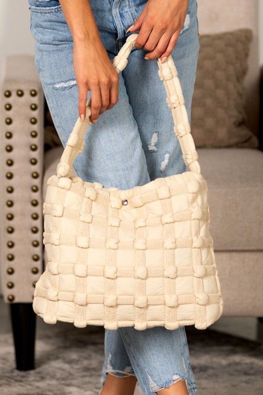 Maya Basket Weave Puffer Tote - Bitsy Gypsy Boutique