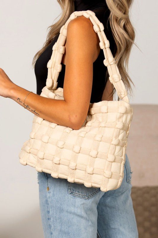 Maya Basket Weave Puffer Tote - Bitsy Gypsy Boutique