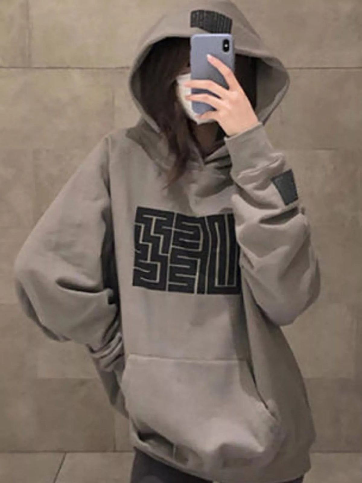 Maze Pattern Oversized Hoodie - Bitsy Gypsy Boutique