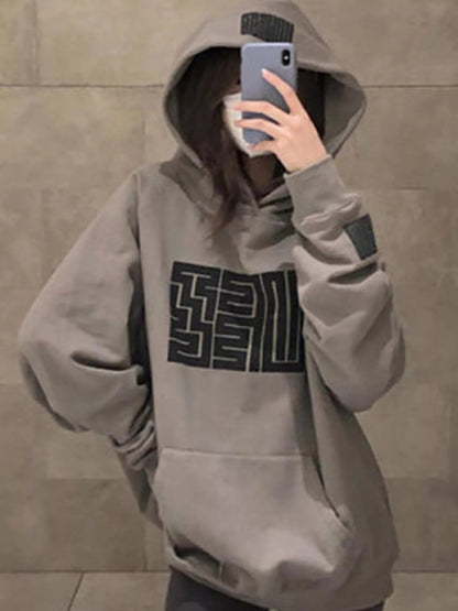 Maze Pattern Oversized Hoodie - Bitsy Gypsy Boutique