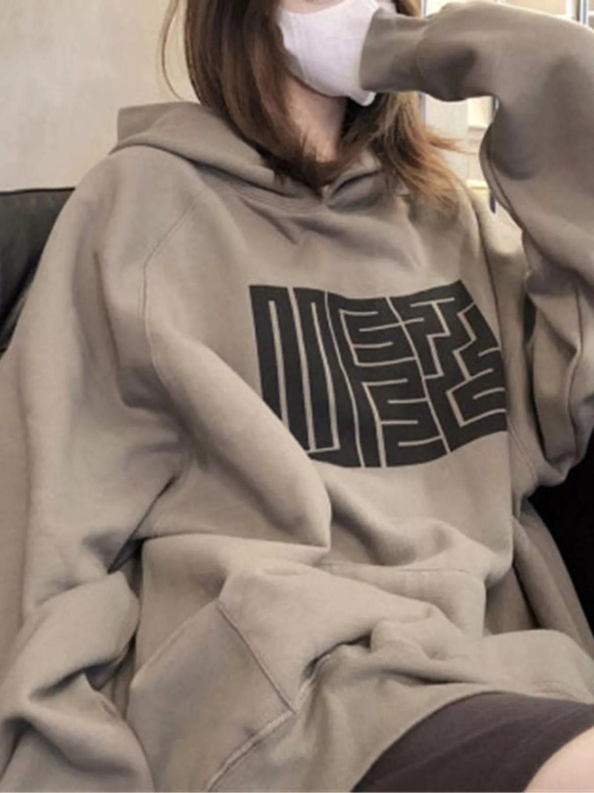 Maze Pattern Oversized Hoodie - Bitsy Gypsy Boutique