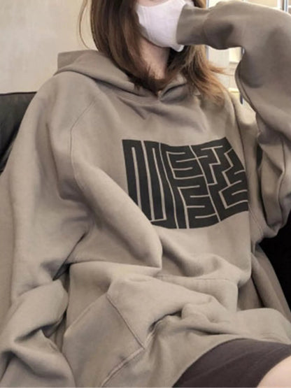 Maze Pattern Oversized Hoodie - Bitsy Gypsy Boutique