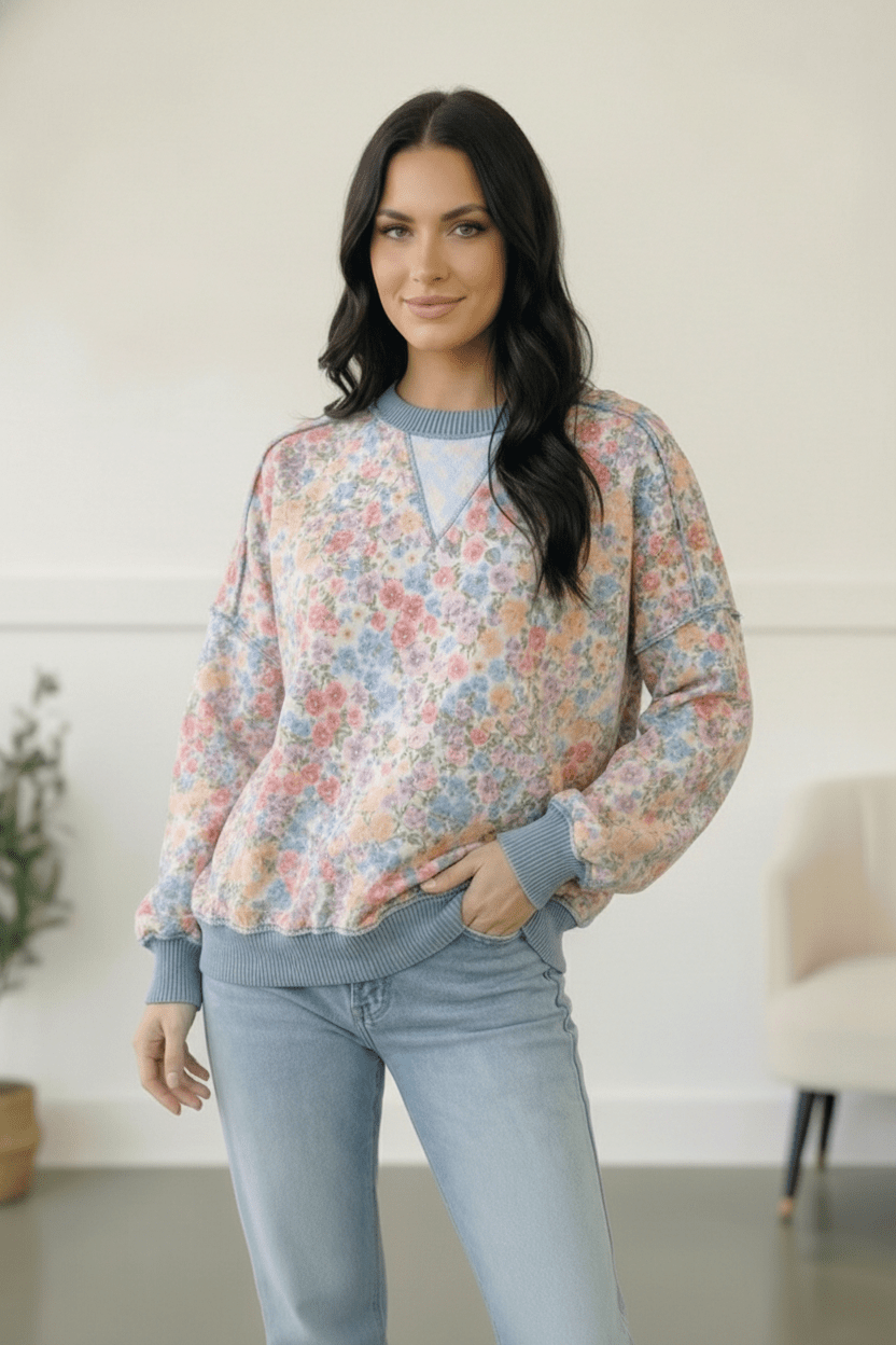 Meadow Breeze Floral Pullover - Bitsy Gypsy Boutique