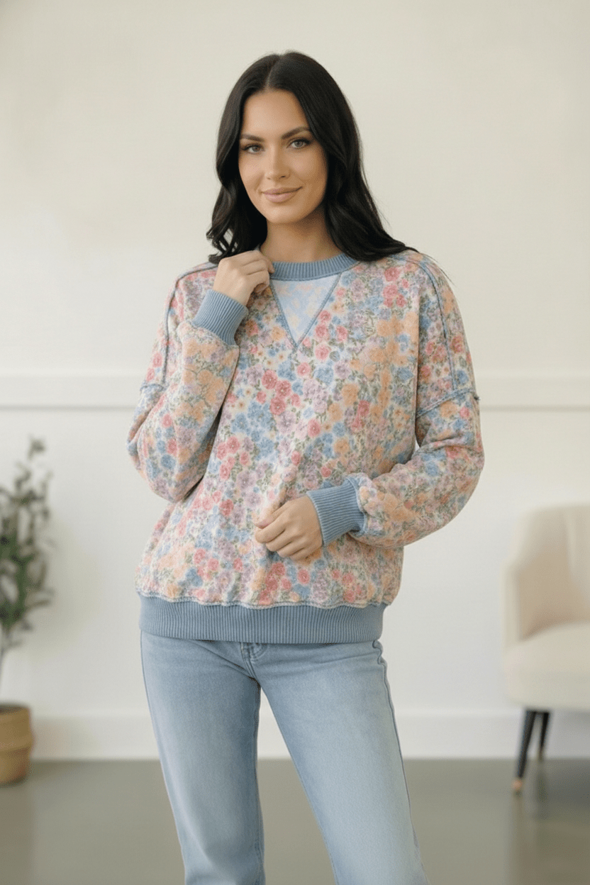 Meadow Breeze Floral Pullover - Bitsy Gypsy Boutique
