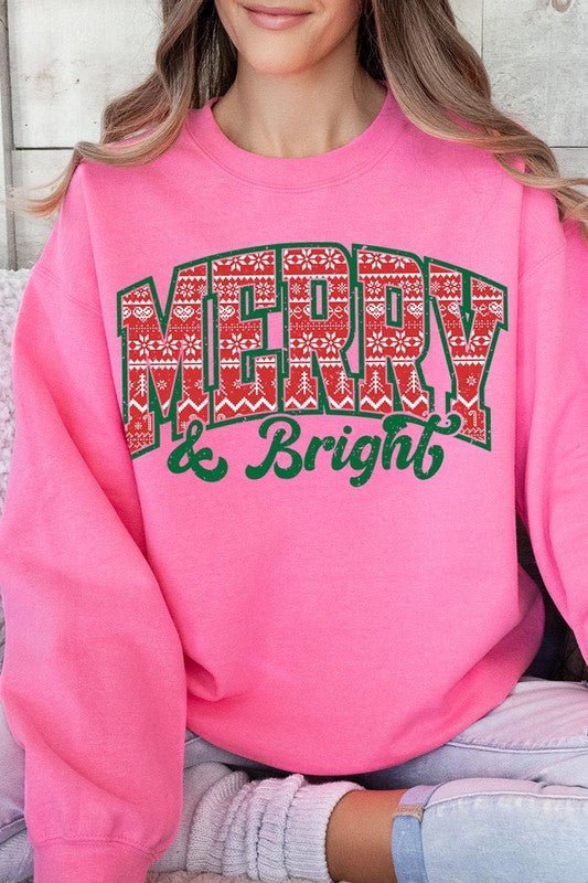 Merry & Bright Graphic Fleece Sweatshirts - Bitsy Gypsy Boutique