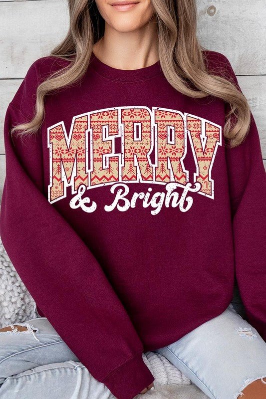 Merry & Bright Graphic Fleece Sweatshirts - Bitsy Gypsy Boutique