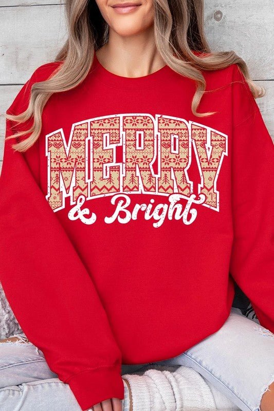 Merry & Bright Graphic Fleece Sweatshirts - Bitsy Gypsy Boutique