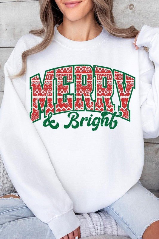 Merry & Bright Graphic Fleece Sweatshirts - Bitsy Gypsy Boutique